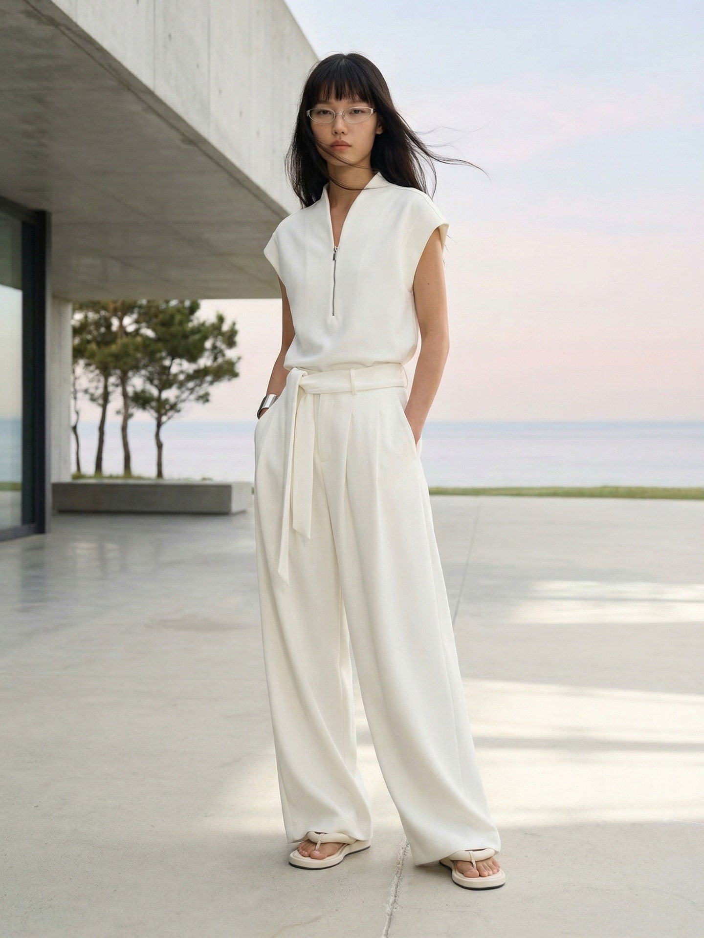 Chinese Zen Collar Sleeveless Minimalist Vest