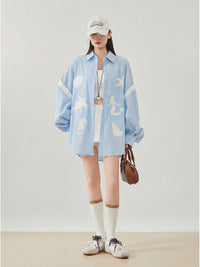 Blue Embroidery Shirt