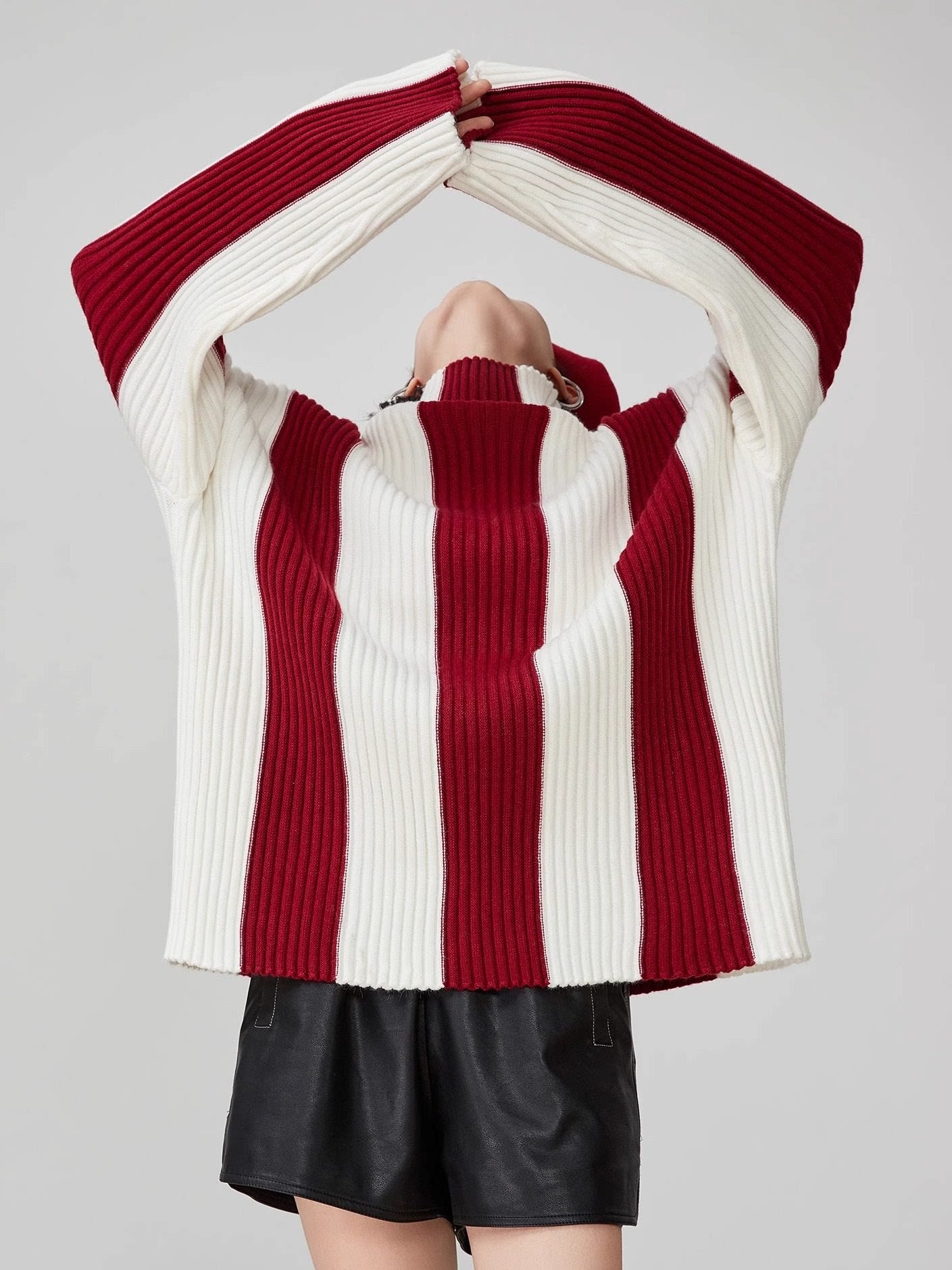Contrasting Striped Turtleneck