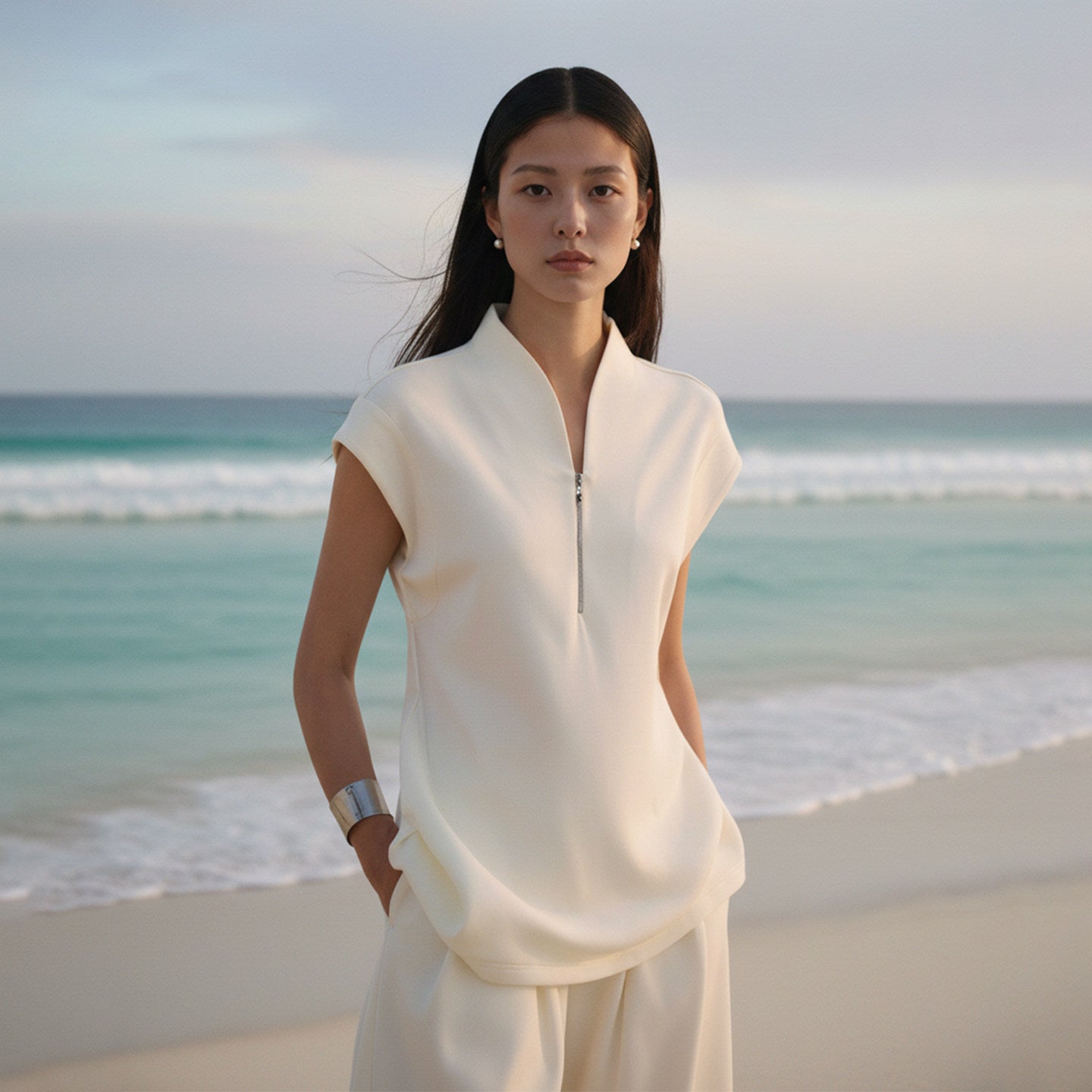 Chinese Zen Collar Sleeveless Minimalist Vest