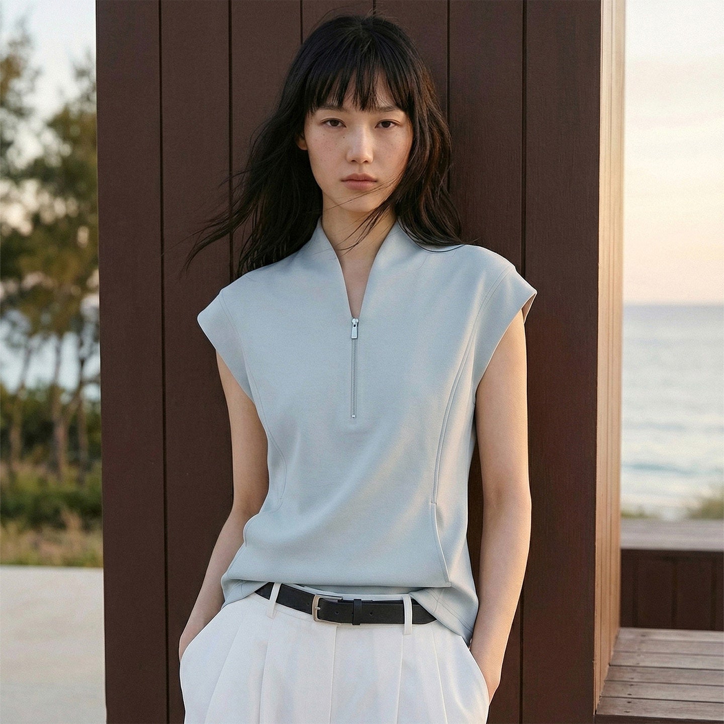 Chinese Zen Collar Sleeveless Minimalist Vest