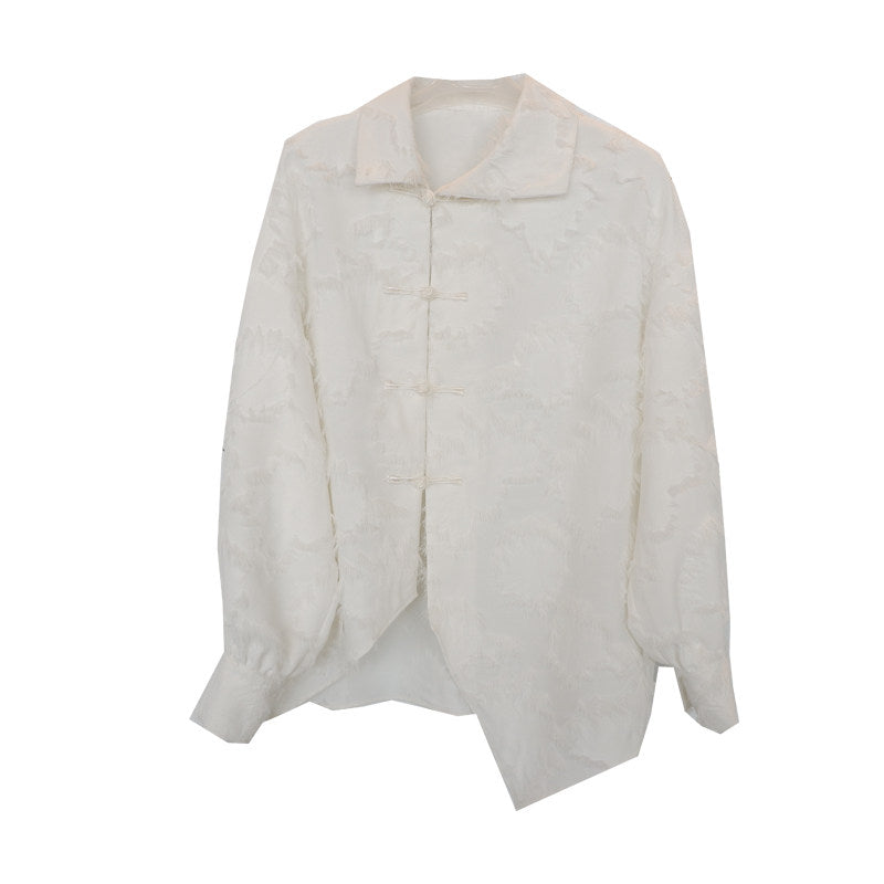 Asymmetrical White Tassel Shirt