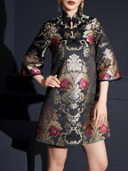 Black Brocade Jacquard Cheongsam (Presale)