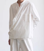 One Button Diagonal Placket Shirt