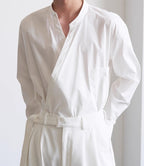 One Button Diagonal Placket Shirt