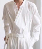 One Button Diagonal Placket Shirt