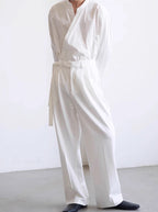 One Button Diagonal Placket Shirt