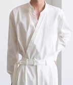 One Button Diagonal Placket Shirt