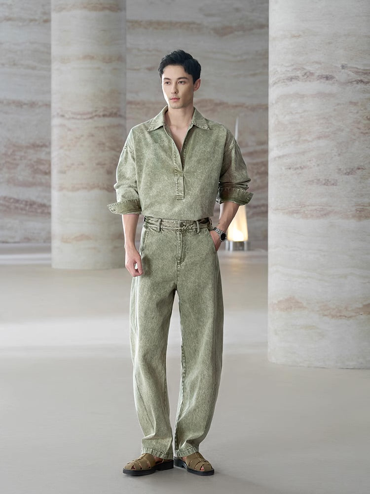 Denim Polo Collar Shirt