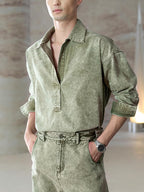 Denim Polo Collar Shirt