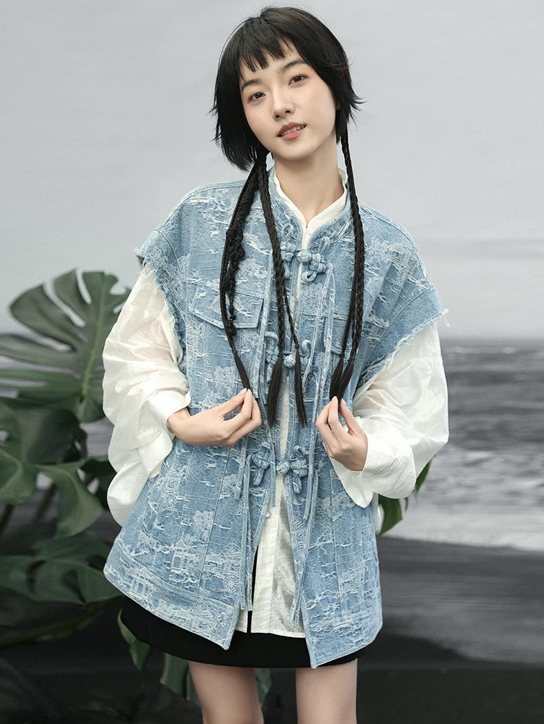 Denim Retro Tassel Vest