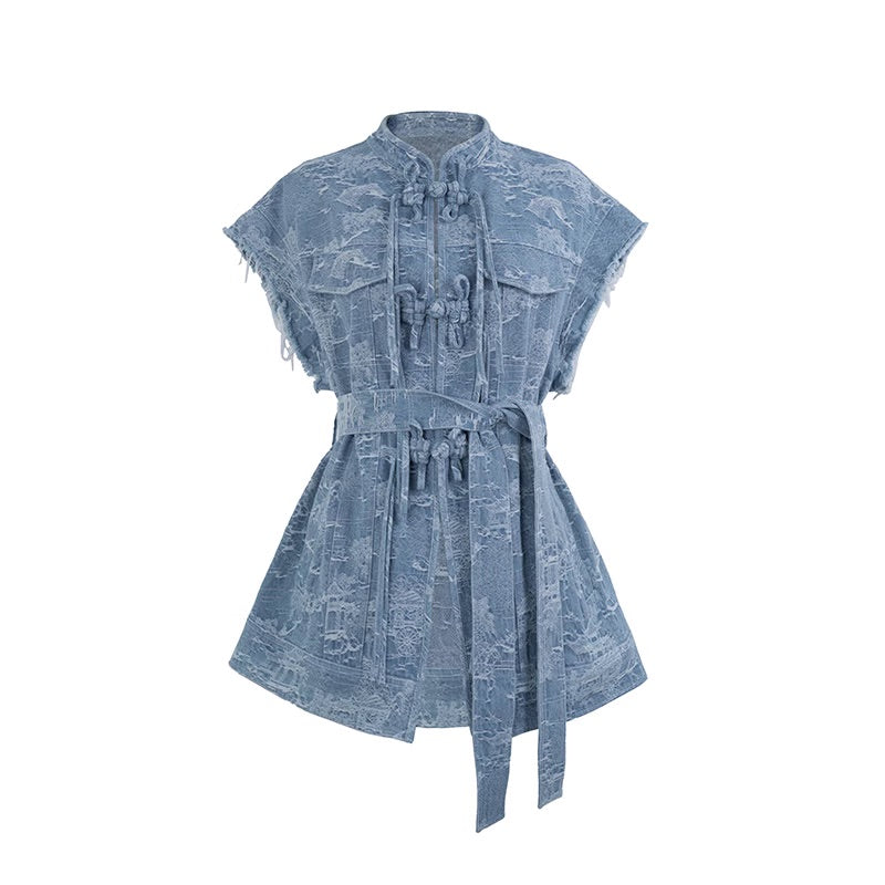 Denim Retro Tassel Vest