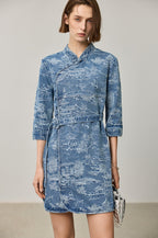 Disc Buckle Denim Dress