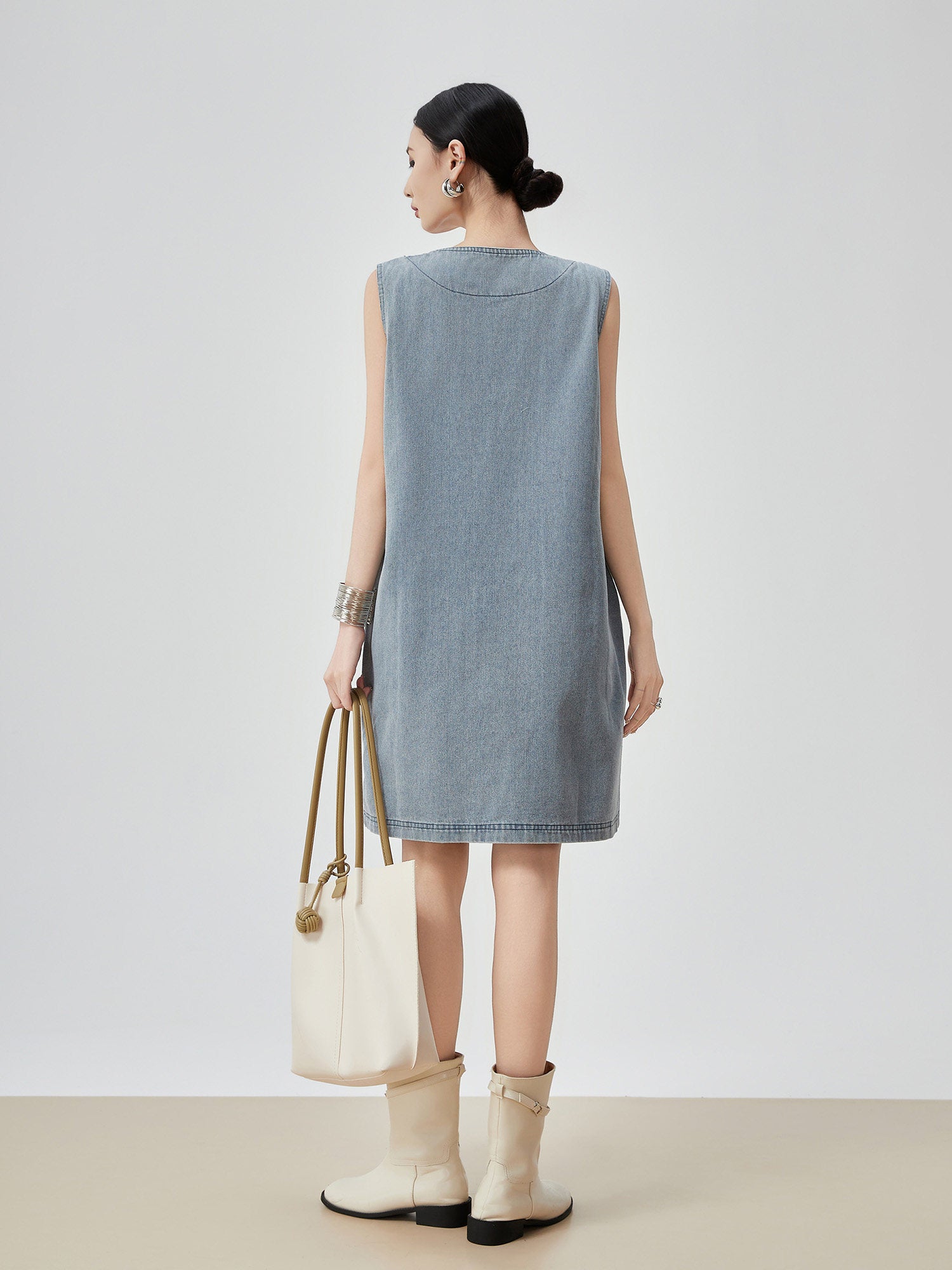 Disc Button Denim Dress | Explore Latest Women Collection Inkyo Disc Button Denim Dress | Explore Latest Women Collection Inkyo