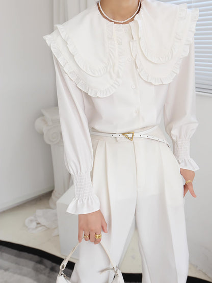 Double Layer Doll Collar Retro Shirt