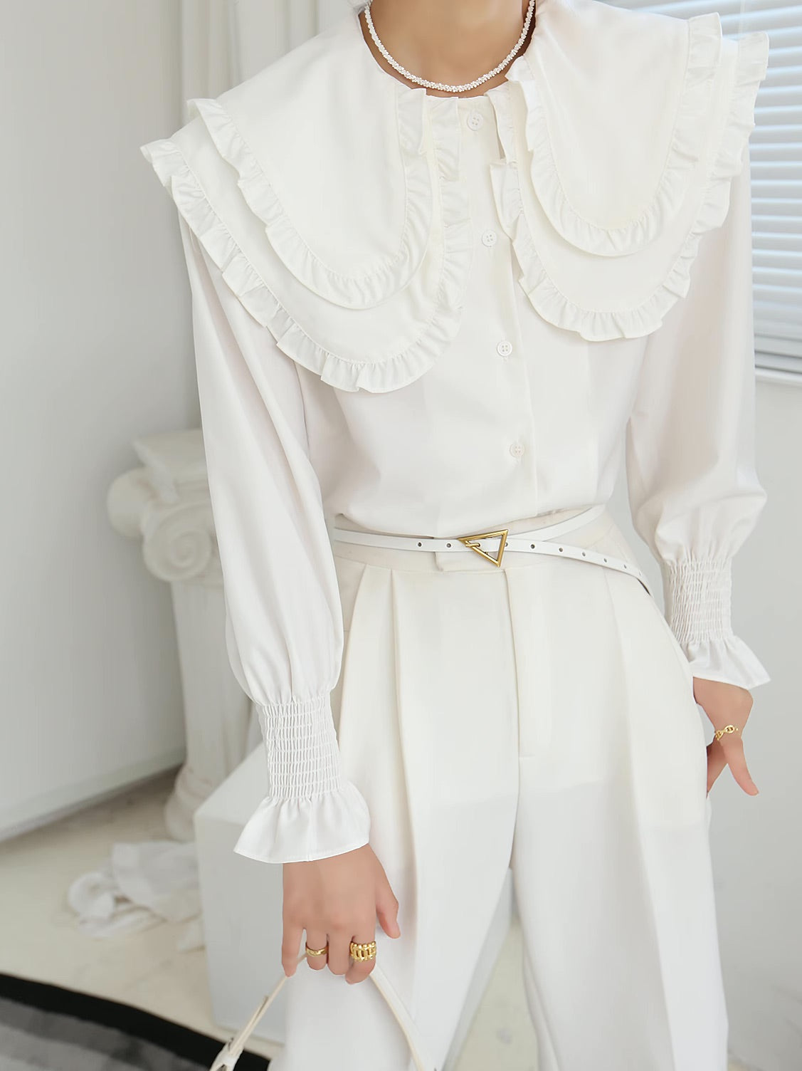 Double Layer Doll Collar Retro Shirt