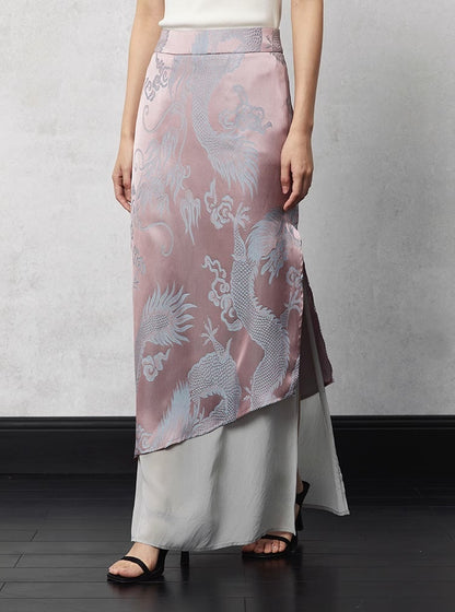 Dragon Pattern Jacquard Cascading Skirt