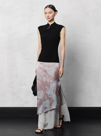 Dragon Pattern Jacquard Cascading Skirt