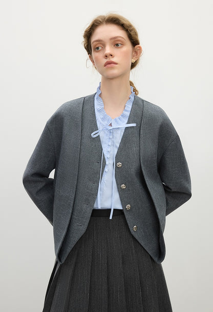 Fake Two V-Neck Suit Jacket