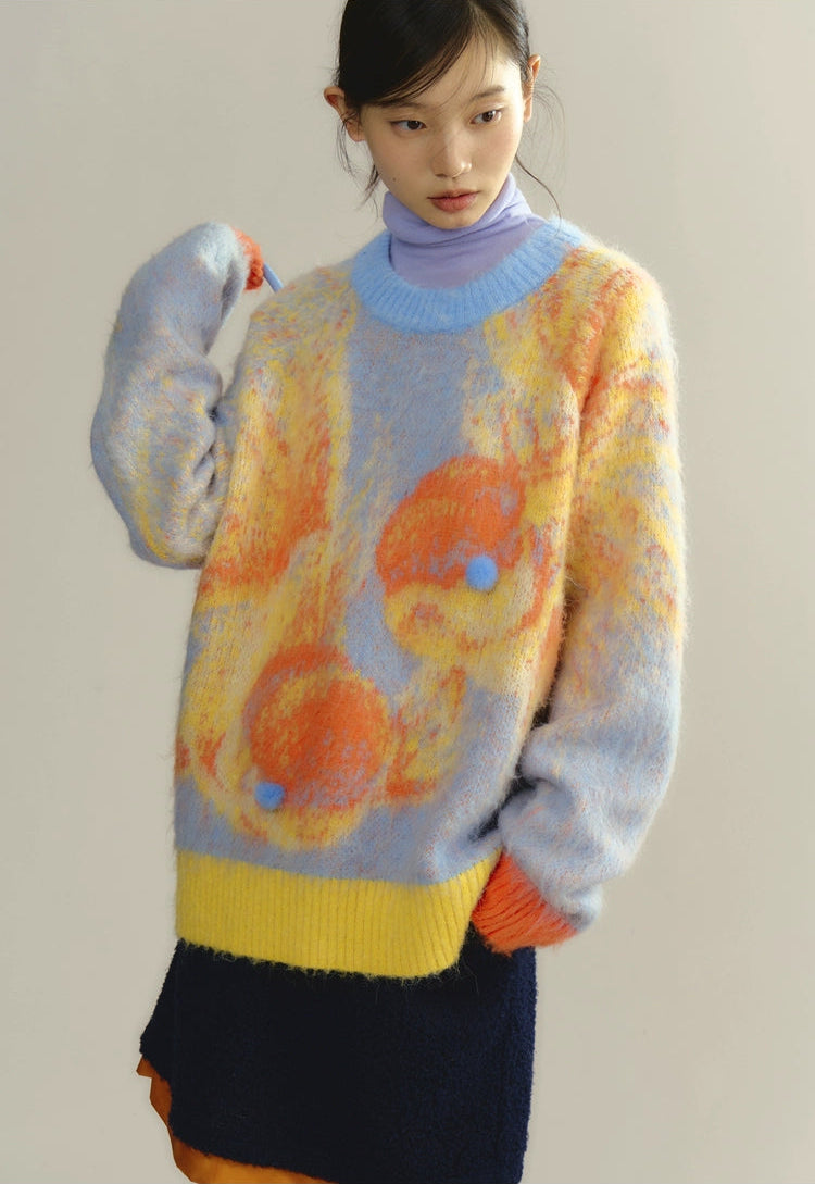 Gold Contrast Wool-Blend Goldfish Sweater