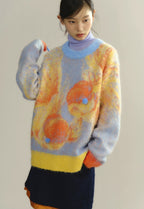 Gold Contrast Wool-Blend Goldfish Sweater