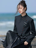 Irregular Metal Button Retro Jacket
