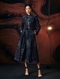 Stand Collar Tang Suit Skirt Set