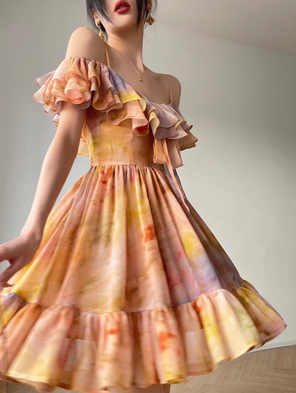 Painting Sunset Summer Sling Dress