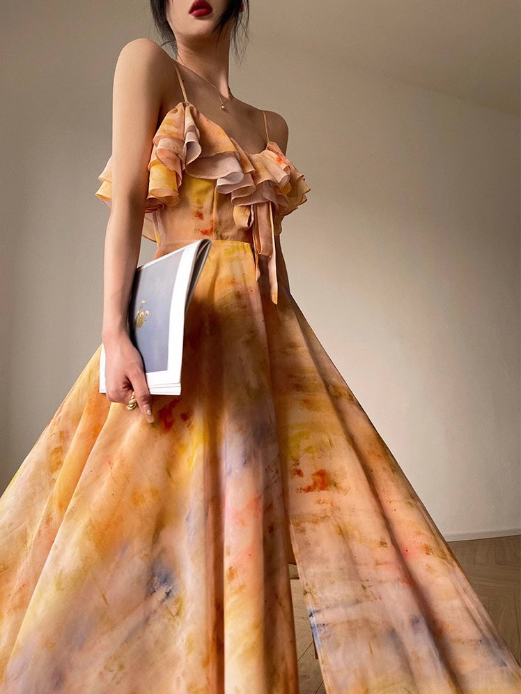 Painting Sunset Summer Sling Dress