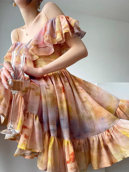 Painting Sunset Summer Sling Dress