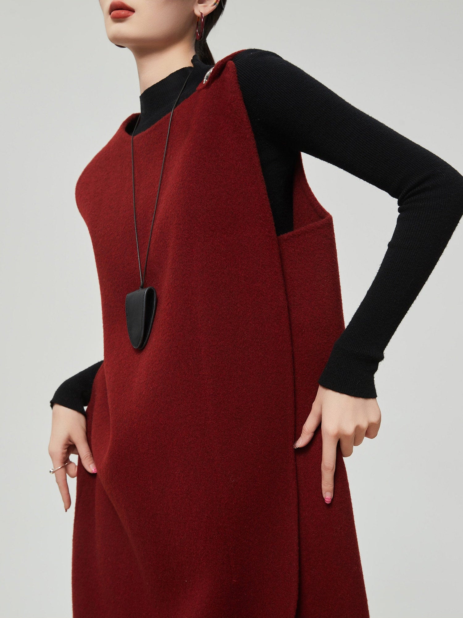 Red Crew Neck Sleeveless Dress