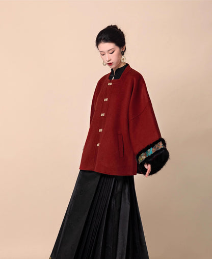 Qianshan Square Collar Red Jacket