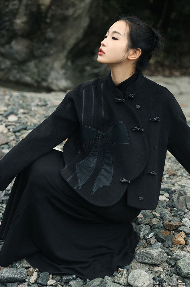 Retro Bow Woollen Jacket