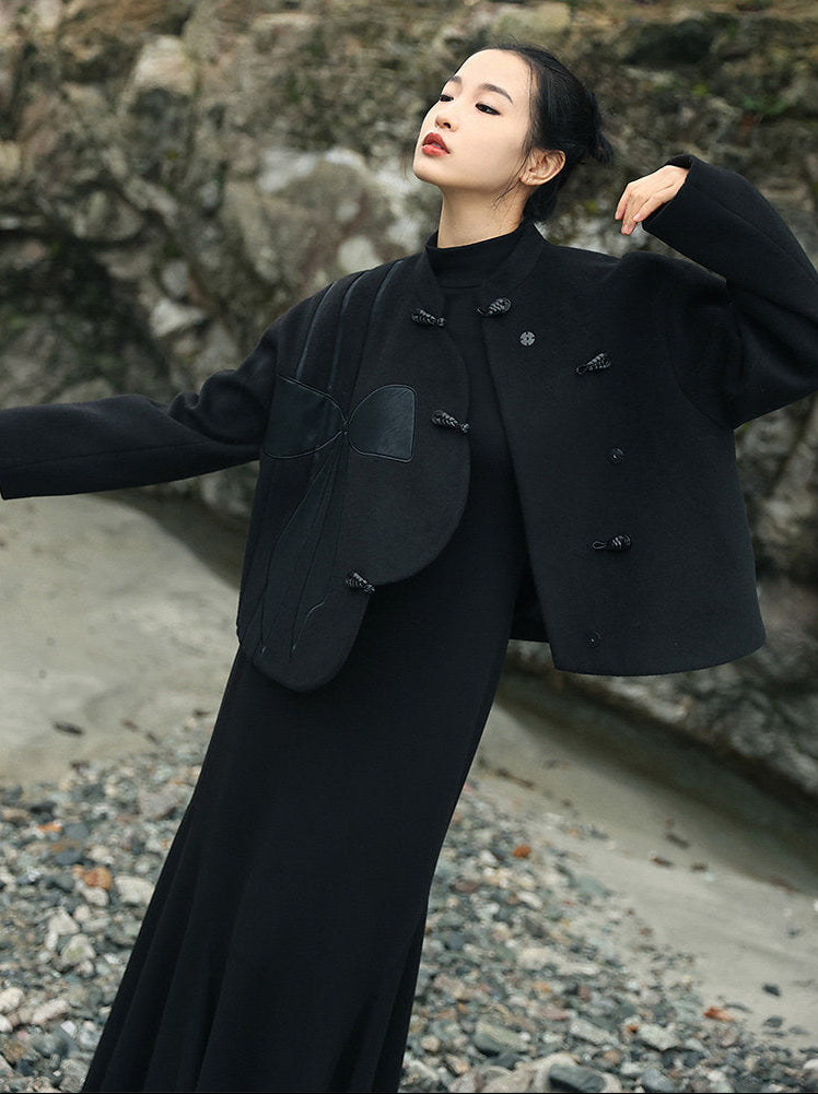 Retro Bow Woollen Jacket