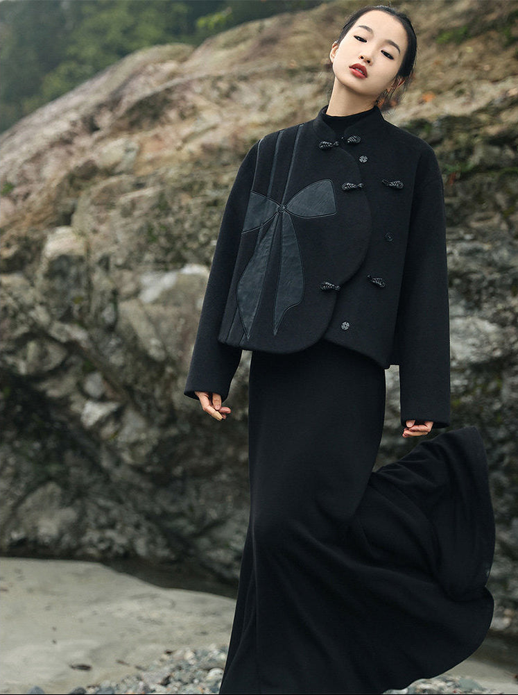 Retro Bow Woollen Jacket