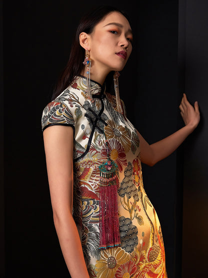 Retro Floral Print Cheongsam