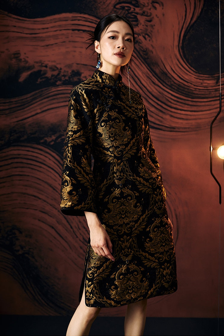 Retro Gold Jacquard Cheongsam