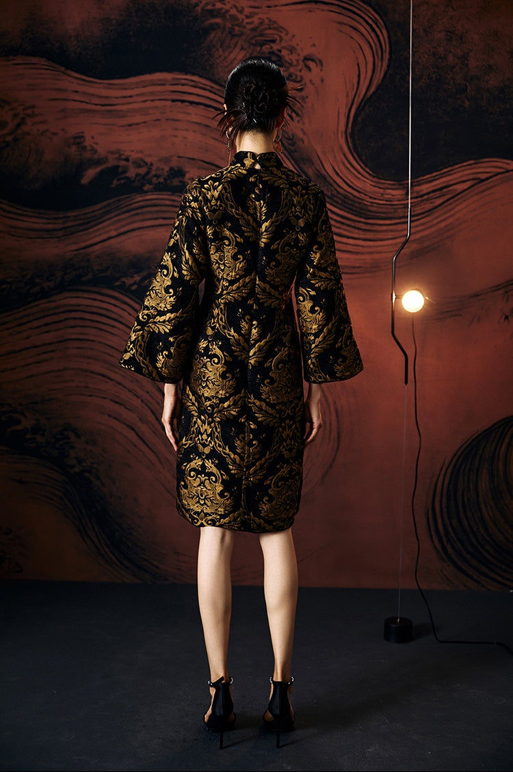 Retro Gold Jacquard Cheongsam