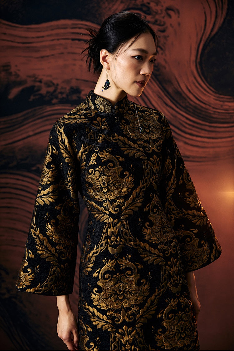 Retro Gold Jacquard Cheongsam