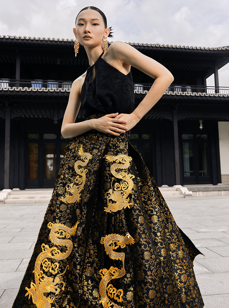 Swirling Golden Dragon Mamian Skirt