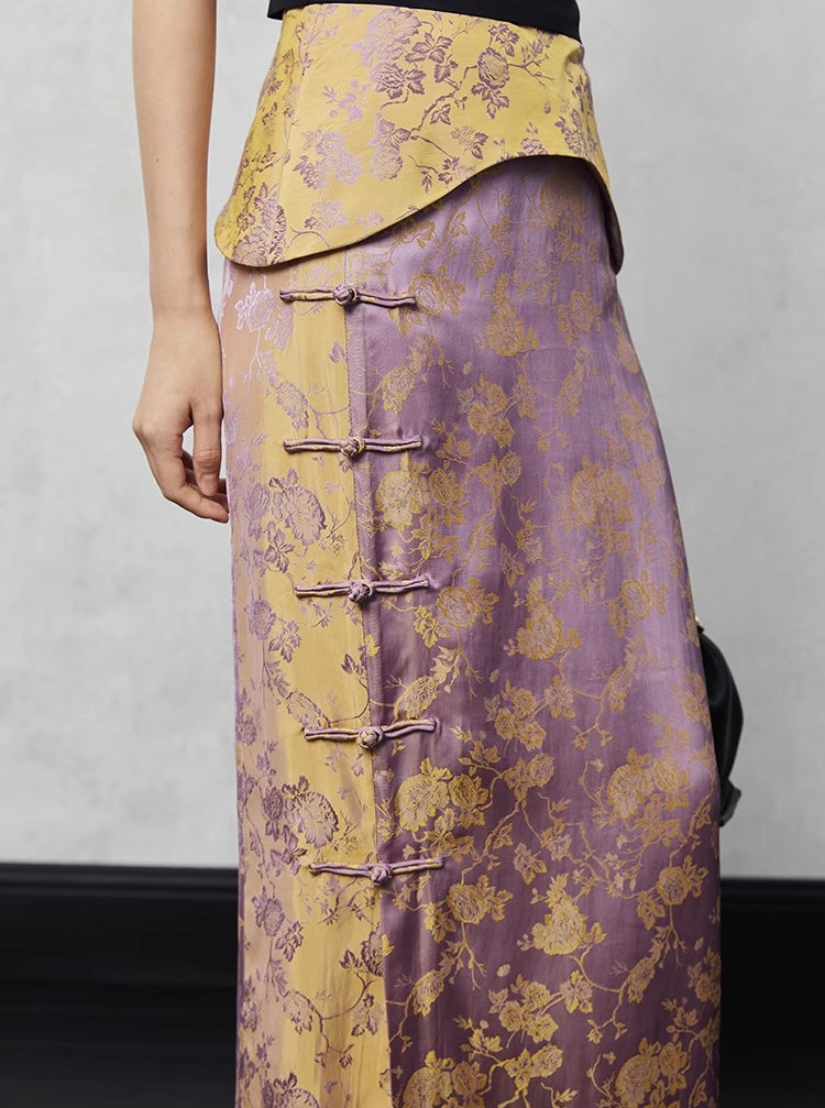 Two-Tone High Waist Retro Skirt