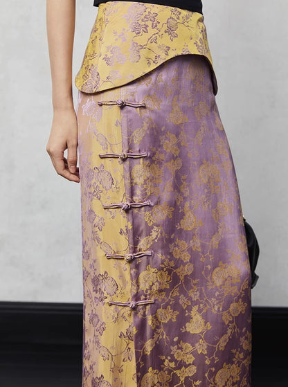 Two-Tone High Waist Retro Skirt