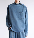 Vintage Stand Collar Denim Top