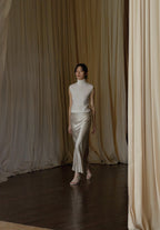 Water Ripple Satin Skirt