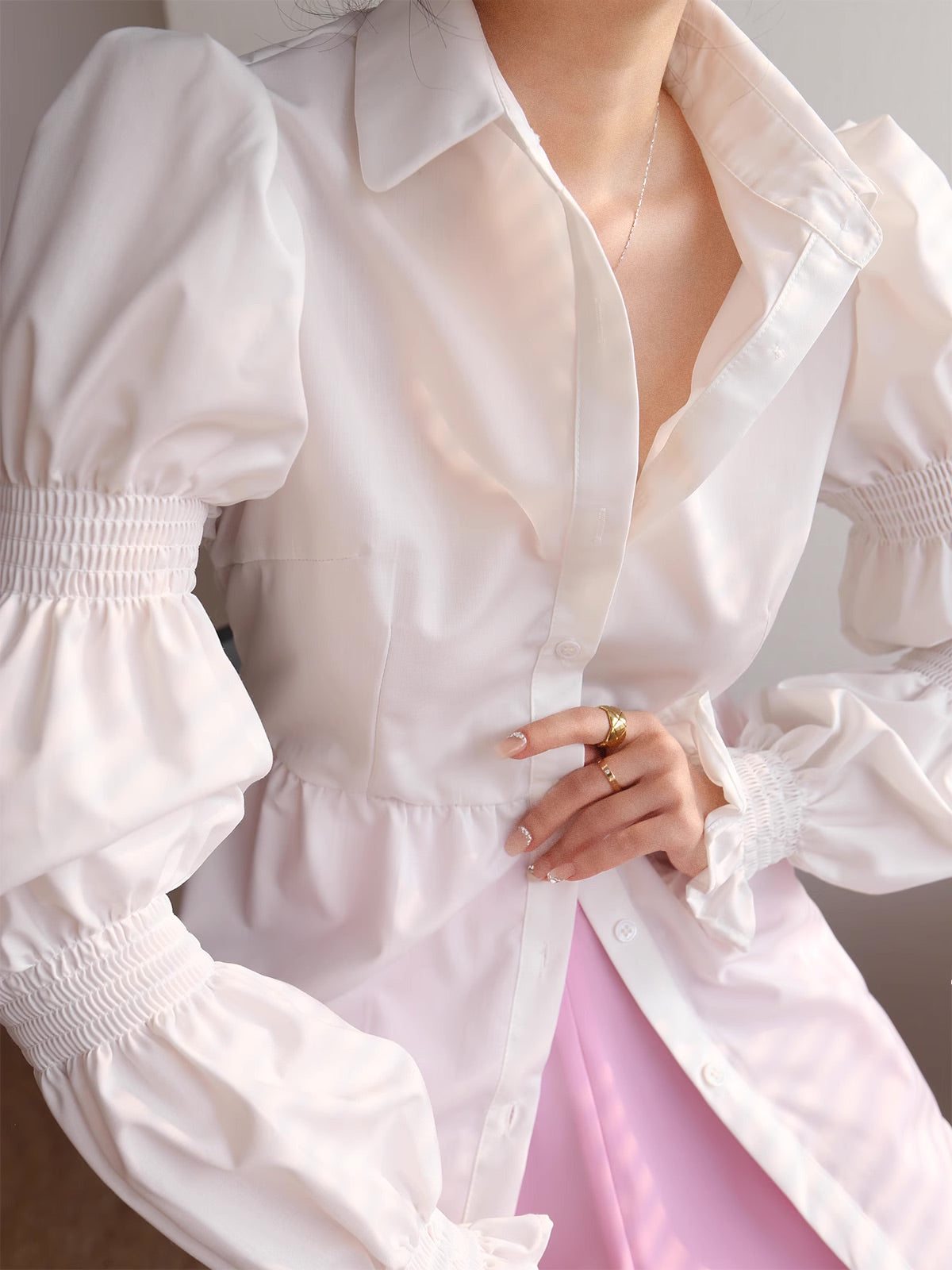 Puff Sleeve White Shirt