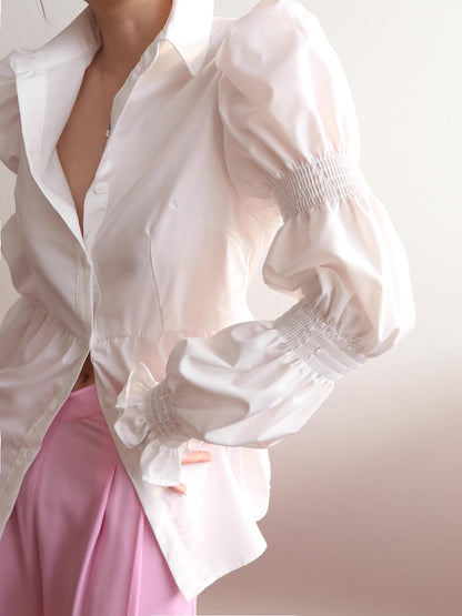 Puff Sleeve White Shirt