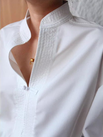 Stand Collar Button Shirt