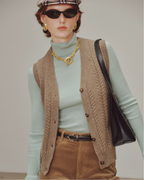 Wool Knitted Cardigan Sweater Vest