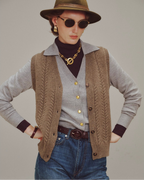 Wool Knitted Cardigan Sweater Vest