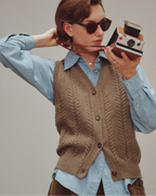 Wool Knitted Cardigan Sweater Vest